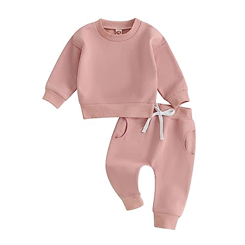 Kaipiclos Baby Girl Fall Winter Clothes Toddler Sweatsuit Outfit Floral Print Sweatshirt Long Sleeve Shirt Top Pants Clothing