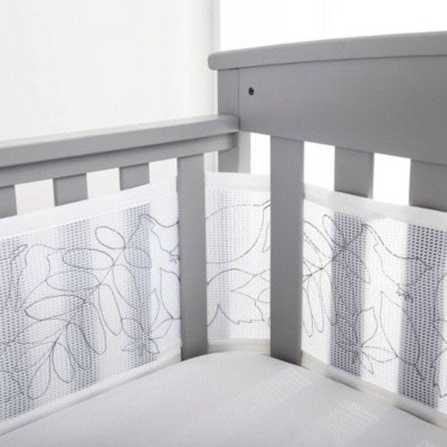 BreathableBaby Breathable Mesh Crib Liner - Deluxe Embroidered Collection - Feathered Friends