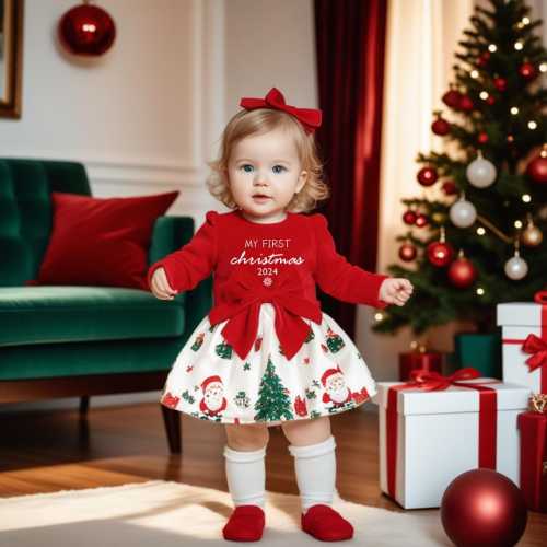 First Christmas Baby Girl Dress|Personalized Baby Girl Outfit|Christmas Baby Outfit|Custom Baby Christmas Dress|Red Baby Tutu|Christmas Gift