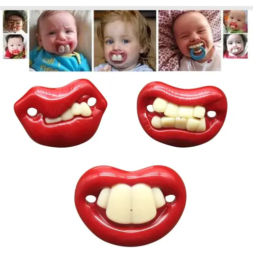 Funny Pacifier for Baby, Buck Tooth Pacifier Fake Big Teeth Pacifier, Soft Pacifiers with Teeth Food Grade Silicone Pacifier for Babies Health BPA Free (3pcs-A)