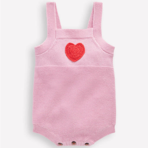 Knitted Romper-Vintage Pink Heart | Boden USA