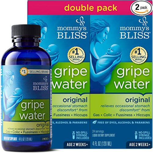 Mommy's Bliss Original Gripe Water, Infant Gas and Colic Relief, Gentle & Safe, 2 Weeks+, 4 Fl Oz (Pack of 2) - Gripe Water Original