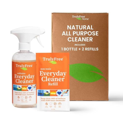 Everyday Cleaner - Multipurpose Cleaner Spray, Kitchen Counter Cleaner, Natural Cleaning Products, Multi-Surface Household Solution, 1 Empty Bottle Spray (16oz) & 2 Refills (3oz each)
