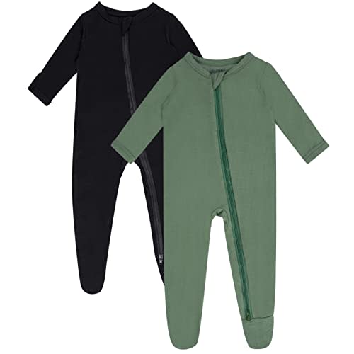 GUISBY Rayon Baby Footed Pajamas with Mitten Cuffs,Soft Long Sleeve Romper 0-18 Months