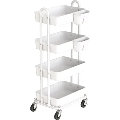 Simple Houseware Heavy Duty 4-Tier Utility Rolling Cart, White