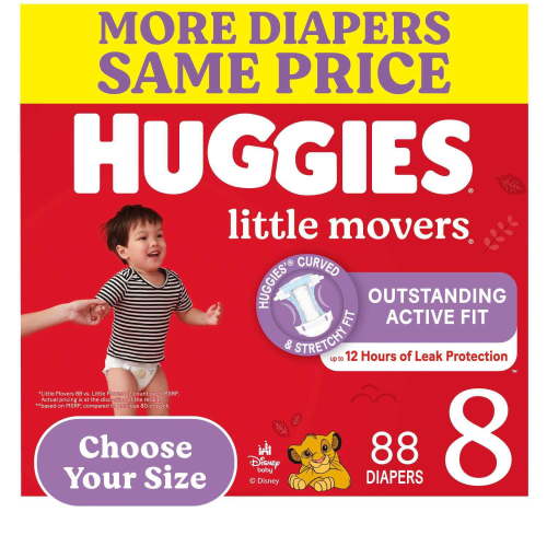 Huggies Little Movers Baby Diapers, Size 3-8