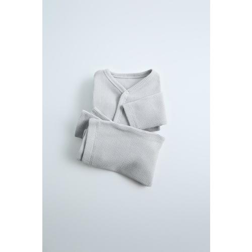 PACK OF WAFFLE WEAVE BODYSUIT AND LEGGINGS - Pearl gray | ZARA United States