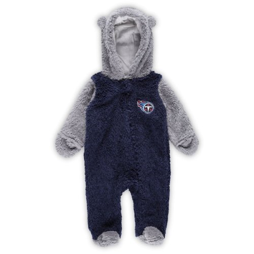 Newborn & Infant Tennessee Titans Navy/Gray Game Nap Teddy Fleece Bunting Full-Zip Sleeper