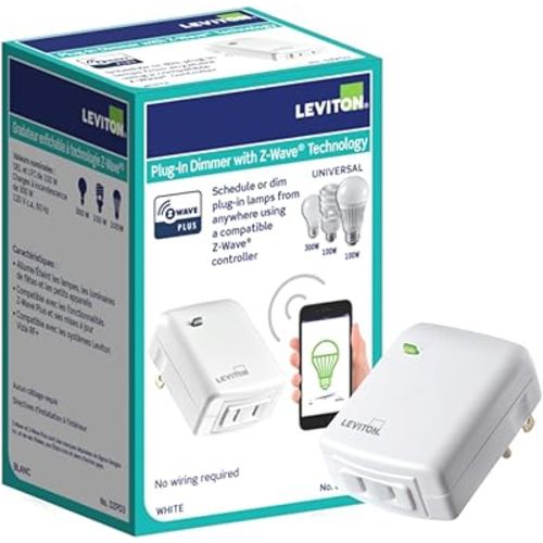 Leviton DZPD3-2BW Decora Smart Plug-in Dimmer with Z-Wave Technology, White, 1-Pack
