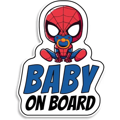 Baby on Board Signs for Car, Super-Hero, Waterproof and UV-Resistant Baby on Board Sticker, Durable Sign for Safety Awareness, Easy to Apply for Window or Bumper