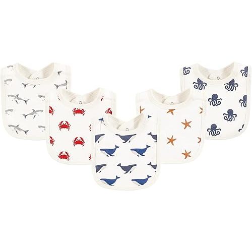 Touched by Nature Unisex Baby Organic Cotton Bibs, Mystic Sea Creatures, One Size
