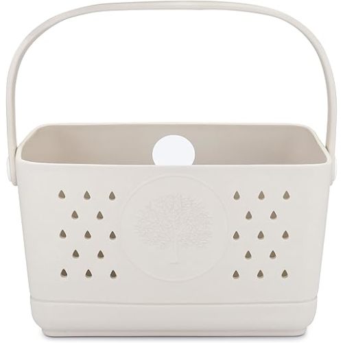 Parker Baby Large Bath Caddy | BPA Free & Food Grade Shower Caddy Organizer for Toys & Supplies | Quick-Dry, Sturdy & Perfect Size Shower Basket w/Handle in Neutral Colors