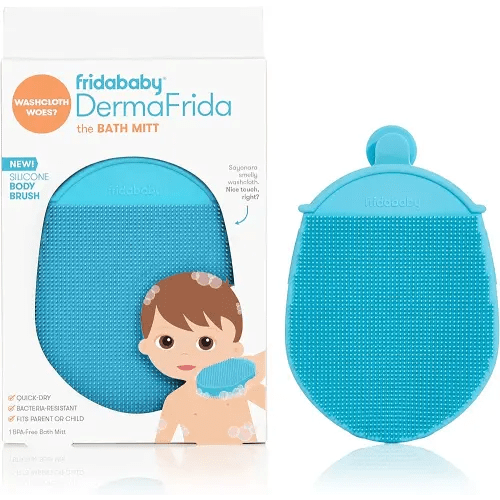 Frida Baby DermaFrida the Bath Mitt | Toddler Quick-Dry Body Bath Brush, Silicone, Replacement to Kid's Washcloth | Fits Both Parent or Child for Early Stage Development
