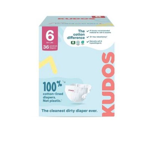 Kudos Chlorine Free Cotton-Lined Disposable Diapers - Size 6 - 36ct