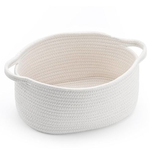 Cute Woven Storage Basket with Handle, Baskets for Gifts Empty, Gift Baskets for Birthday Baby Shower Raffle Burr Fundraiser, Decorative Organizer Box for Baby Toy Pet, 13" D x 8" W x 6" H