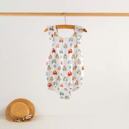 Summer Crabs Organic Muslin Bubble Romper
