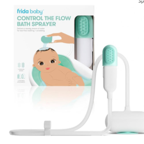 Frida Baby Control The Flow Bathtub Sprayer Attachment for Baby Bathtub, Shower Head with Scalp Massager, Control Waterflow with 2 Pressure Modes