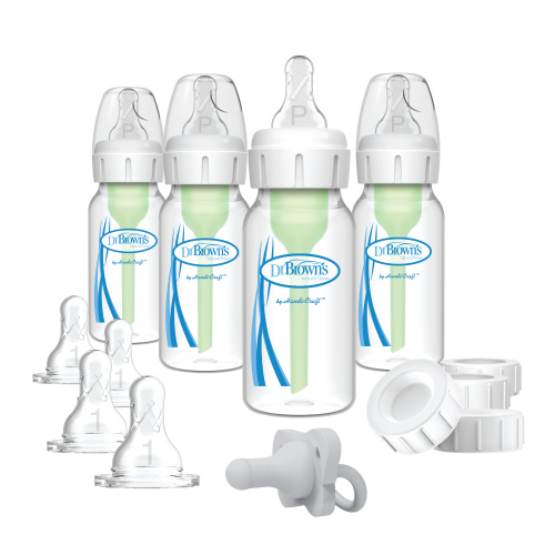 Dr. Brown's Natural Flow Anti-Colic Options+ Narrow Breast to Bottle Feeding Set, Clear, 4 Pack