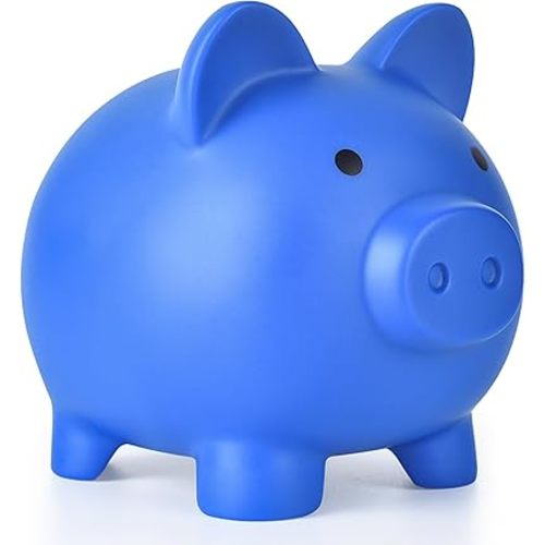 Piggy Bank, Unbreakable Plastic Money Bank, Coin Bank for Girls and Boys, Medium Size Piggy Banks, Practical Gifts for Birthday, Easter, Christmas (Dark Blue)