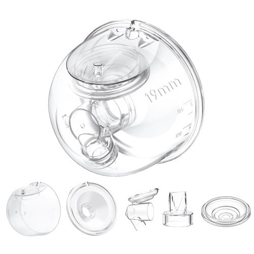 One Full Set Milk Collector Cup 19mm Only Compatible with Momcozy S12 Pro/S9 Pro Breast Pump NOT for S9/S12, S12 Pro/S9 Pro Wearable Breast Pump Replacement Parts with 19mm Flange