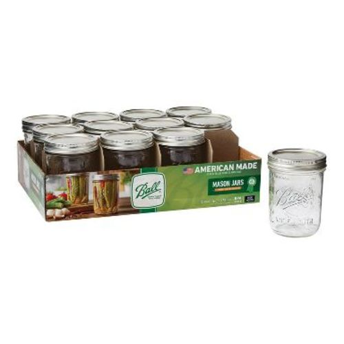 Ball 16oz 12pk Glass Wide Mouth Mason Jar with Lid and Band