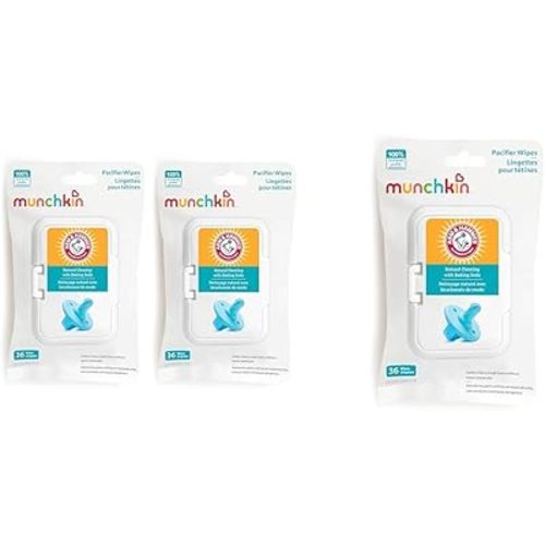 Munchkin® Arm & Hammer Pacifier Wipes 2 Pack 72 Wipes & 1 Pack 36 Wipes - Safely Clean Baby Bottles, Cups, Toys