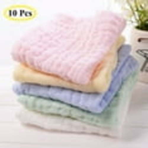10 Pack Baby Muslin Washcloths, Towel Set for Bathroom, Hotel, Spa, Kitchen, Multi-Purpose Extra Soft Newborn Baby Face Towel
