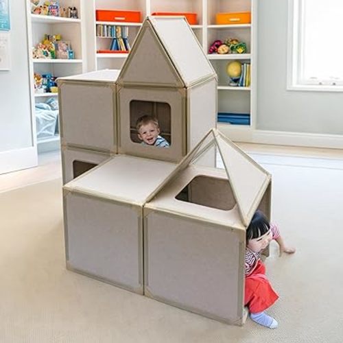 Magnetic Panel Playhouse Big Set - 16 Panel Kit, Lightweight Panels with Built-in Magnets Easily Snap Together