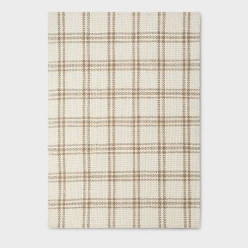 5'x7' Cottonwood Handwoven Plaid Wool/cotton Area Rug Cream/tan - Threshold™ Designed With Studio Mcgee
