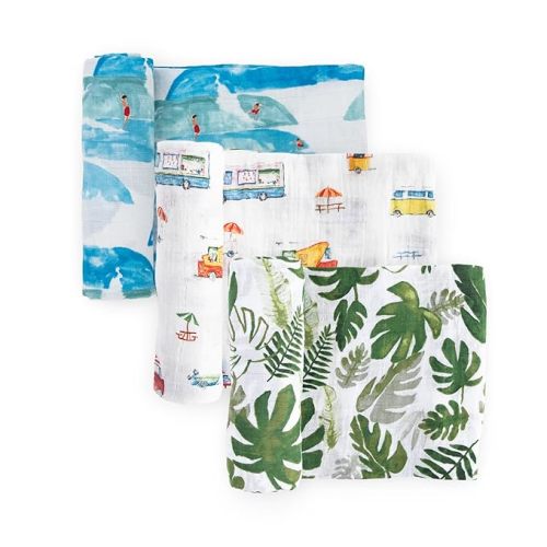 Little Unicorn Premium Muslin Swaddle Blanket 3 Pack | for swaddling, Play, Nursing & More | Giftable Set of 3 (Summer Vibe)