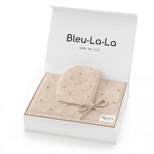 Baby Gift Set - Organic Cotton Newborn Blanket Essentials, Thoughtful Baby Shower & New Baby Gift for Boys & Girls (Pointelle - Oatmeal)
