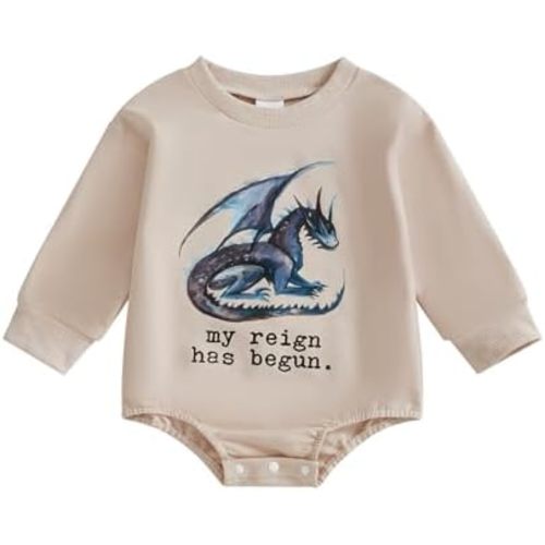 Eadrioss Newborn Baby Boy Girl Clothes My Reign Has Begun Romper Shirts Bodysuit Infant Dragon Summer Outfit 3 6 12 18 Month