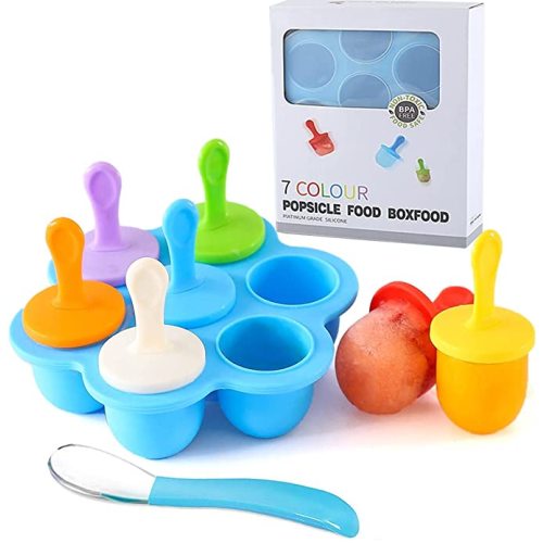 Silicone Popsicle Molds, Ice Pop Molds, Storage Container for Homemade Food, Kids Ice Cream DIY Pop Molds - BPA Free (Blue)