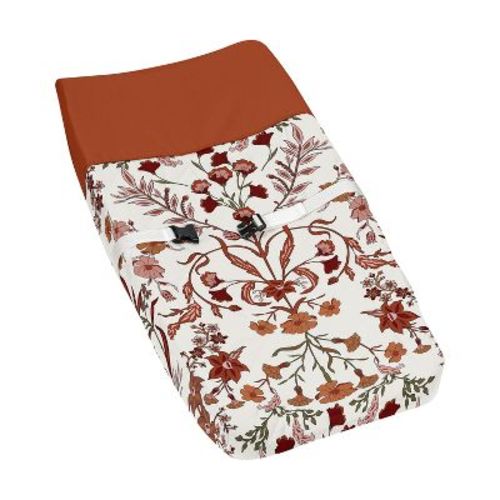 Sweet Jojo Designs Girl Changing Pad Cover Boho Floral Wildflower Orange And Ivory