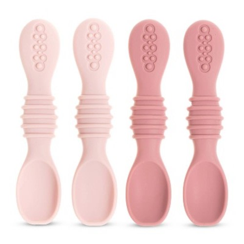 Silicone Baby Spoons for Baby Led Weaning 4-Pack, First Stage Baby Feeding Spoon Set Gum Friendly BPA Lead Phthalate and Plastic Free