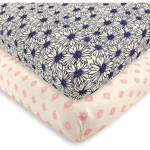 Touched by Nature Unisex Baby and Toddler Organic Cotton Crib Sheet, Daisy, One Size