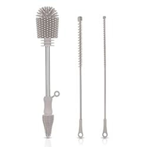 Haakaa Silicone Cleaning Brush Kit, (Grey) - Gray