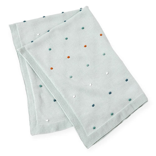 Jacquard Knit Blanket Mint Bobbles