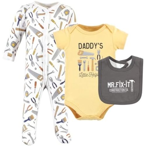 Hudson Baby Unisex Cotton Sleep and Play, Bodysuit and Bandana Bib Set