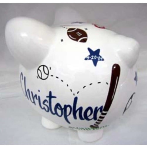 Large Personalized- Sports Theme Piggy Bank