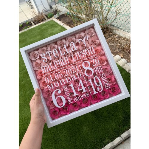 Baby Stats Flower Shadow Box Gift for Baby Shower Gift for Newborns Personalized Gift for Birthday Nursery Room - Etsy