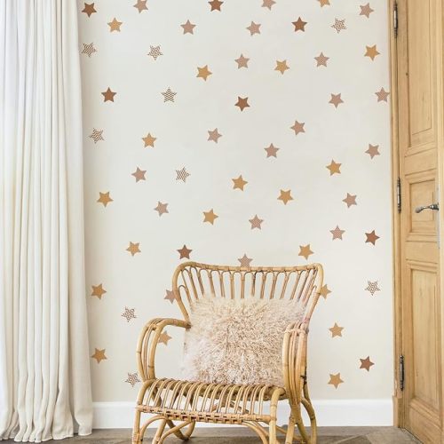 QUCHENG Boho Wall Decal Stickers Star Kids Toddler Bedroom Art Removable Stickers Decor Nursery Playroom Vinyl Waterproof Wall Decoration 6 Sheets