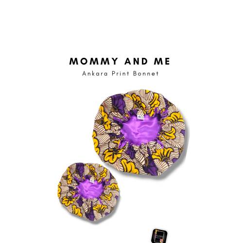 Ankara Mommy and Me Bonnet Set, Baby Bonnet, Adult Bonnet, African Print Bonnet,Drawstring Bonnet,Satin Bonnet,Silk Bonnet,silk accessory