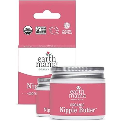 Organic Nipple Butter Breastfeeding Cream by Earth Mama | Lanolin-free, Safe for Nursing & Dry Skin, Non-GMO Project Verified, 2-Fluid Ounce (2-Pack) (Packaging May Vary)
