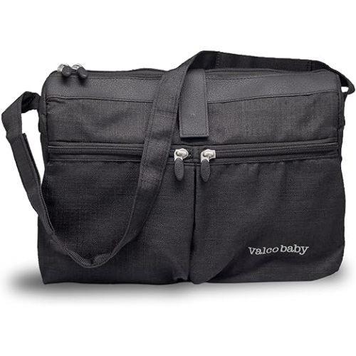 Caddy Organizer Bag, Diaper Bag with 3 Inner Compartments, Insulated Lining and Gel Packs, Shoulder Strap, Fits on Stroller (Night Black)