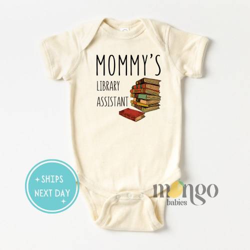 Mommy&#39;s Library Assistant Cute Baby Onesies® Brand Cute Newborn Outfit for Baby Shower Gift for Mother&#39;s Day Gift Ideas for Moms Books 2095