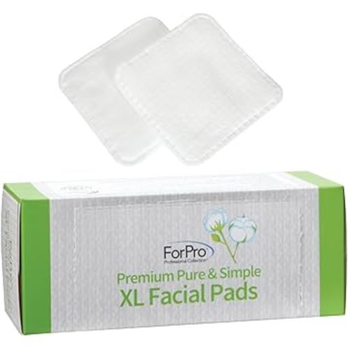 ForPro Premium Pure & Simple XL Facial Pads, Triple Layered Ultra Soft Disposable Makeup Remover Pads, 100% Vegan & Cruelty-Free, 60-Count