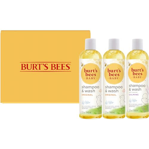 Burt's Bees Christmas Gifts, Baby Shampoo and Wash 3-Pack, 2 Original and 1 Calming with Lavender, 12 Fl Oz Each