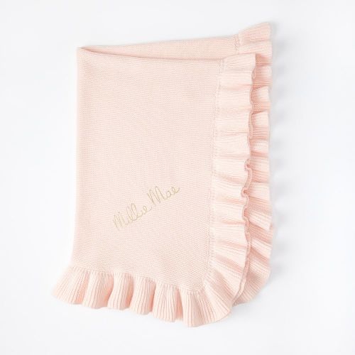 Ruffle Knit Cotton Baby Blanket