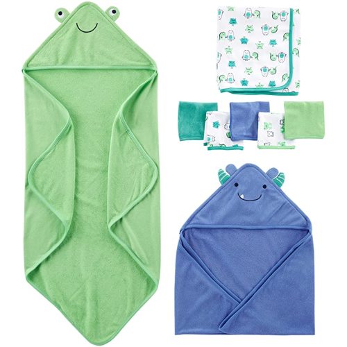 Simple Joys by Carter's Unisex 8-Piece Towel and Washcloth Set - One Size - Blue/Green